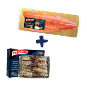 Pack salmón  900-1100g + langostino jumbo 2kg